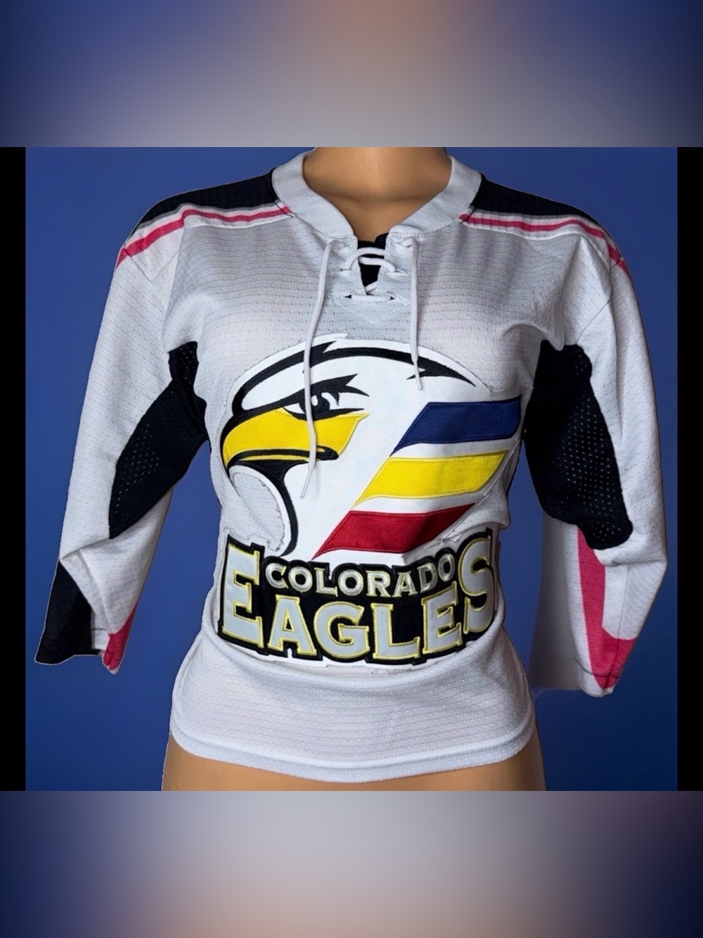 Colorado Eagles White Lace-Up Hockey Jersey